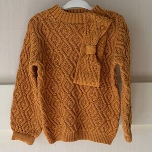 NWOT Cozy 2T Cable Knit Sweater with headband- mustard yellow